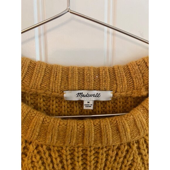 Madewell Everett Cable Knit Alpaca Wool Blend Sweater In Heather Cumin Sz Medium - Picture 5 of 7